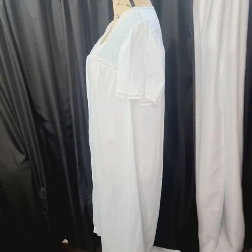 Vintage 70s Pastel Blue Dainty White Lace Fairycore Night Gown